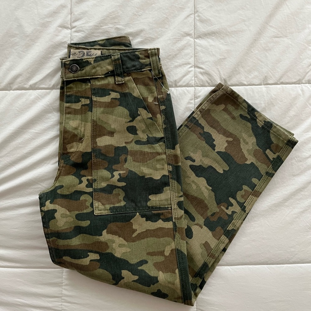 NWOT Free People Camo High Waisted Jeans
